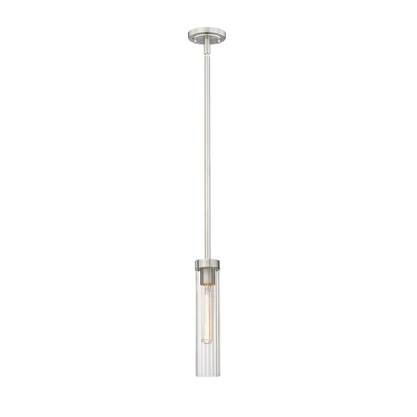 Z-Lite Beau Pendant, 1-Light, 4.75 In.W x 12.75 In.H, Brushed Nickel/Clear 740P-ROD-BN - main